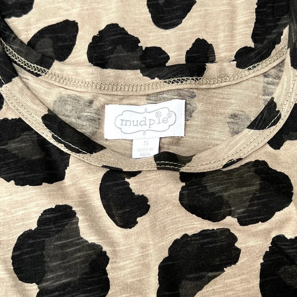 Mud Pie Effie Tank Top Size Small S Leopard Print Sleeveless Swing EUC - Picture 3 of 5